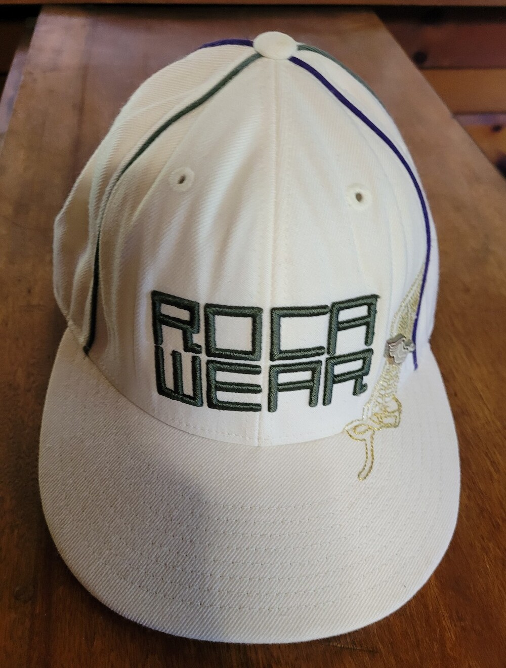 Rocawear White Cap with Green Logo and Gold Accent (C02)